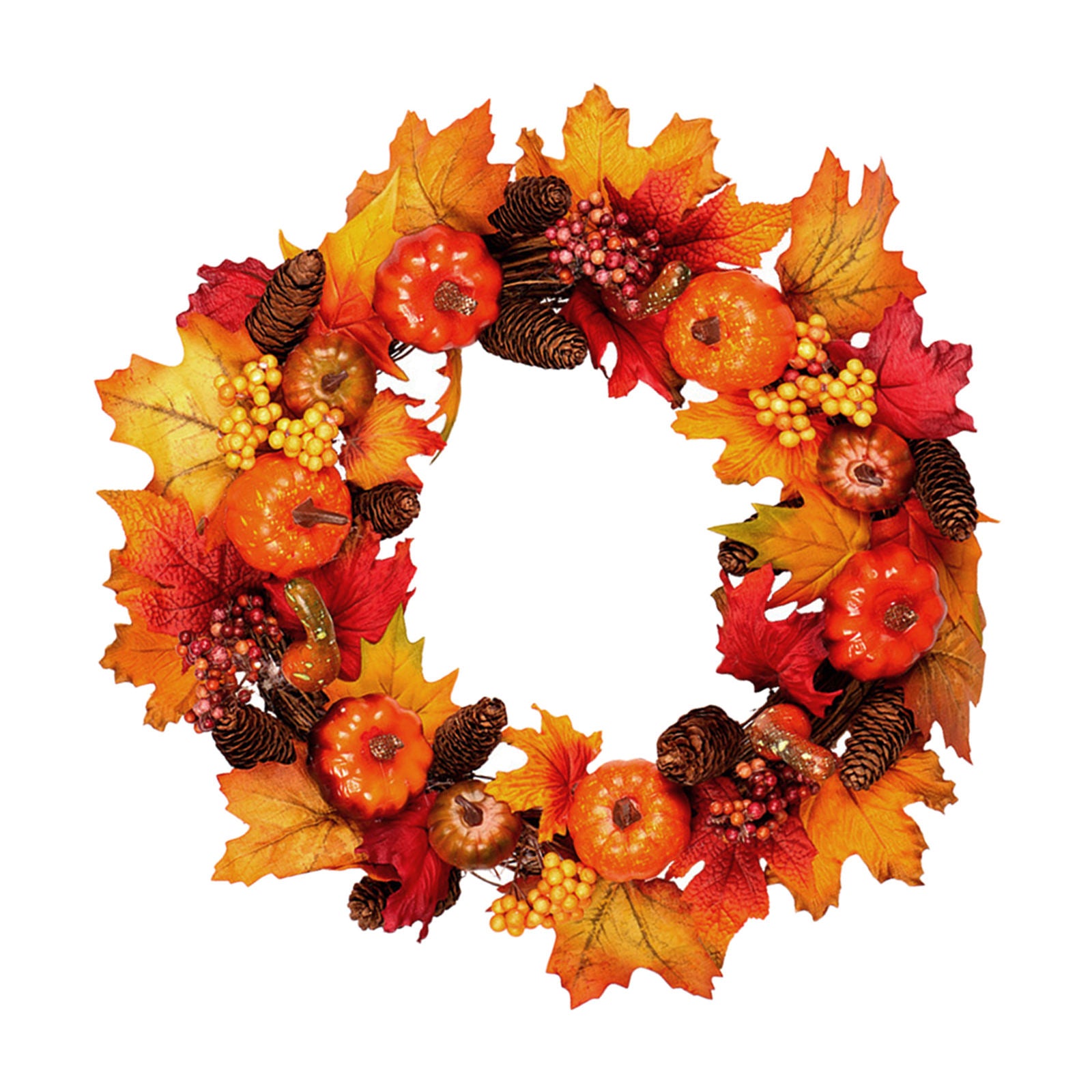 16 inch Maple Leaf Fall Wreath Garland Front Door Thanksgiving Decoration