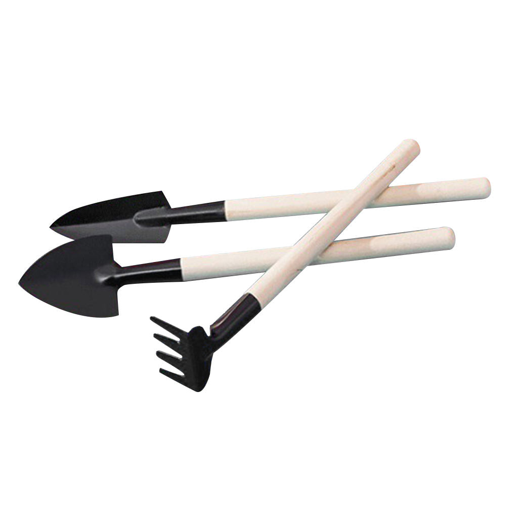 3pcs Garden Hand Tools Mini Gardening Kit for Potted Wood Handles