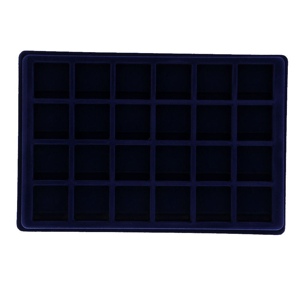3Pieces 24 Grid Velvet Frame Series Coin /Jewelry Display Tray for Coin/Jewelry