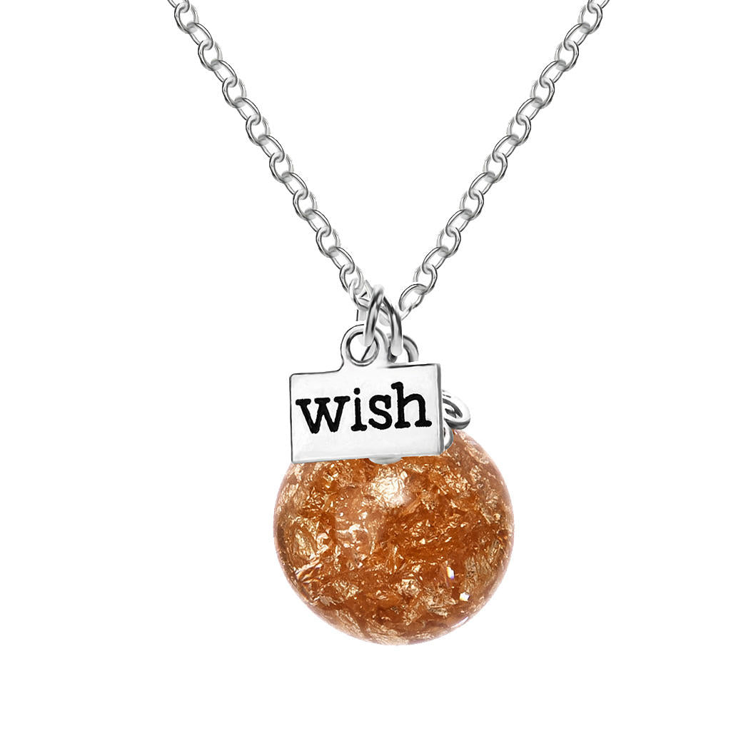 Female Natural Dried Flowers Foil Pendant Necklace Charm Wishing Jewlery