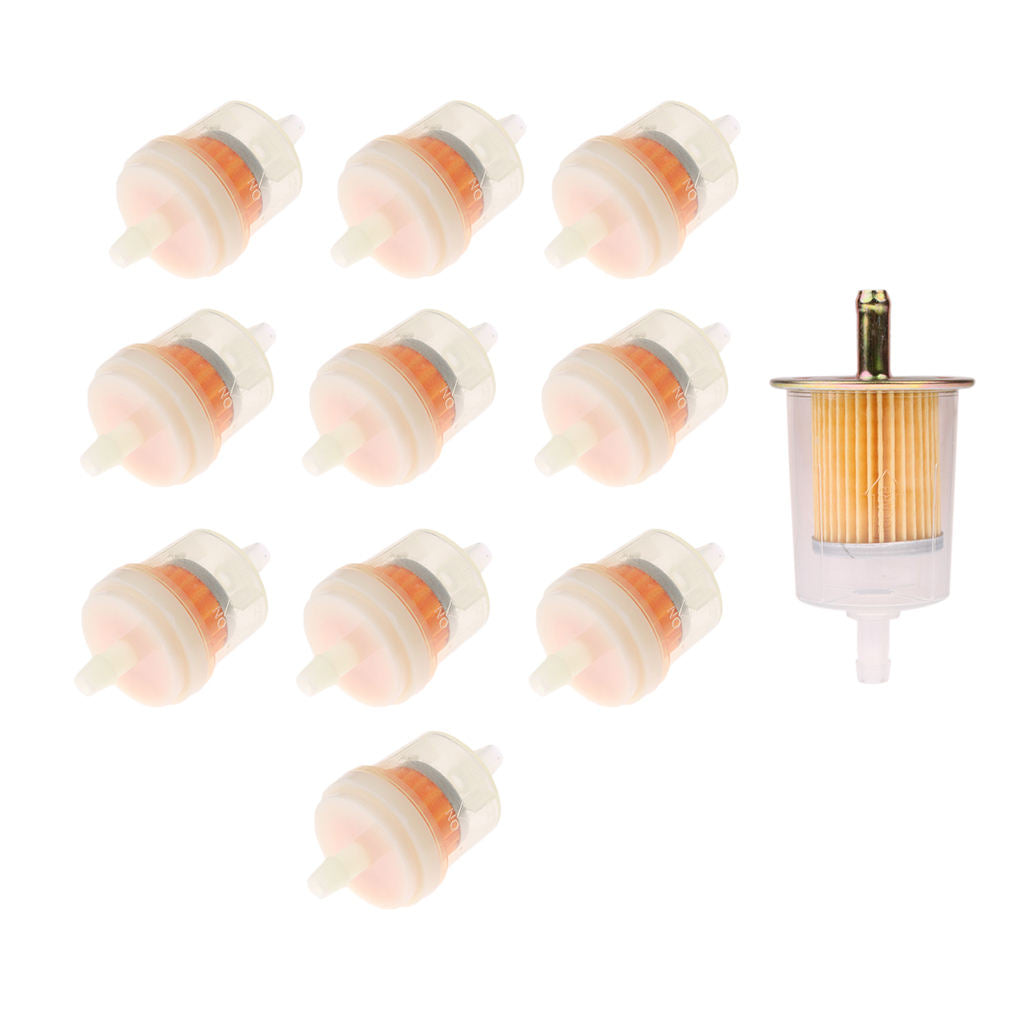 10x Motorcycle Inline Gas Fuel Filter for 1/4'' 6mm Line Hose+1pcs 5/16" 8mm