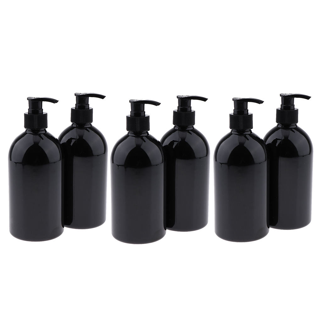 6Pcs 500mL Empty Lotion Bottles Pump Shampoo Dispenser Containers Refillable