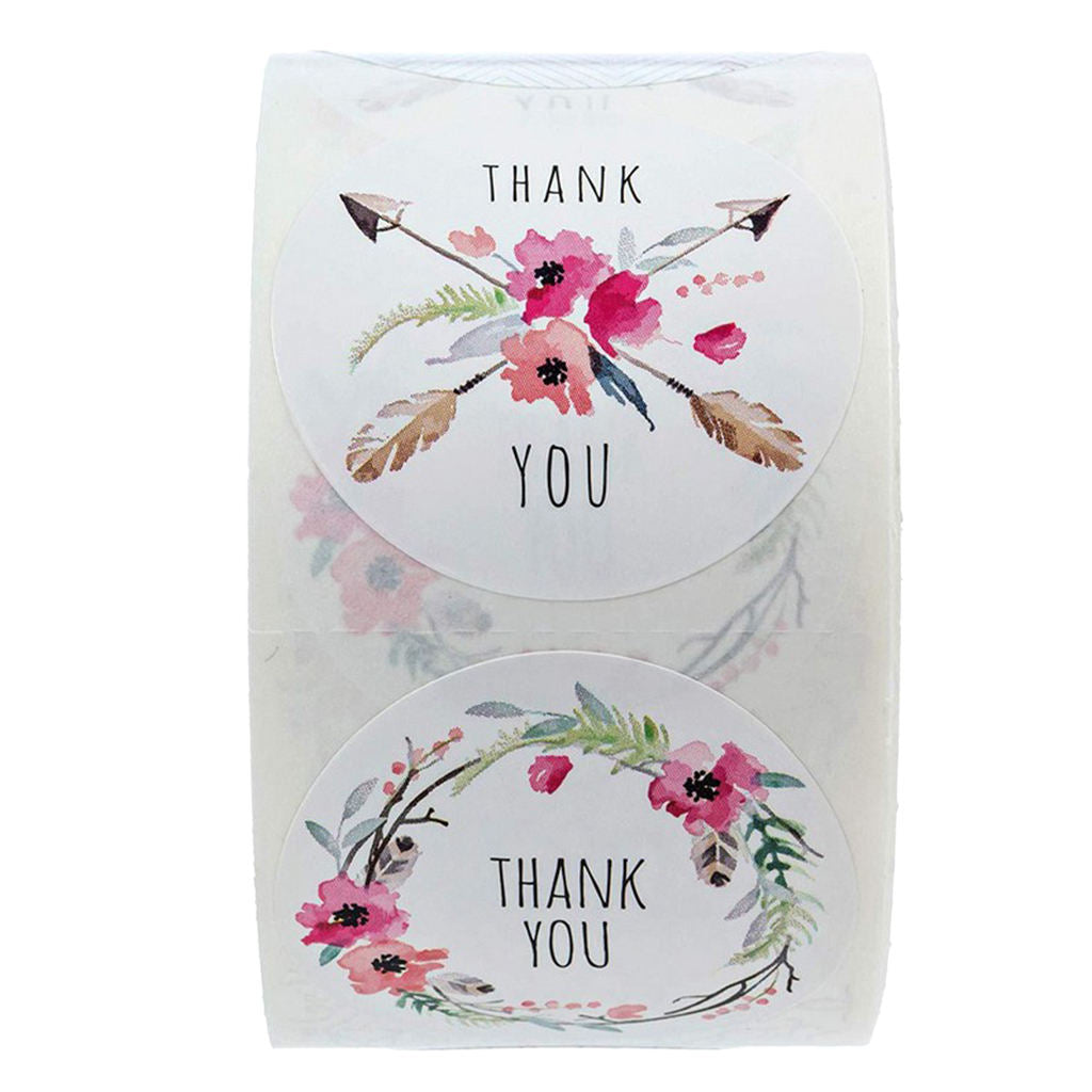 500 Pieces Roll Thank You Sealing Stickers Decoration Label Tags