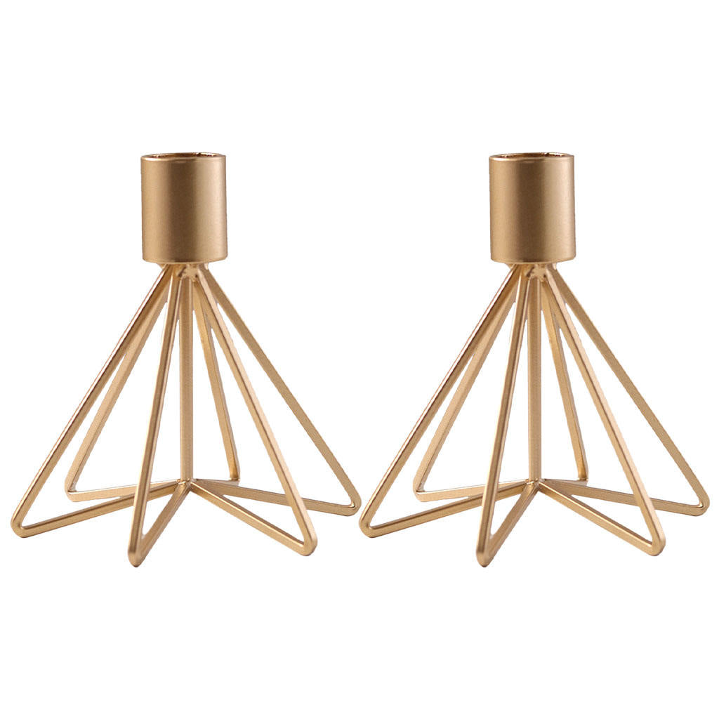 2Pcs Golden Candle Holders Stand Candlestick Holder Party Table Decoration