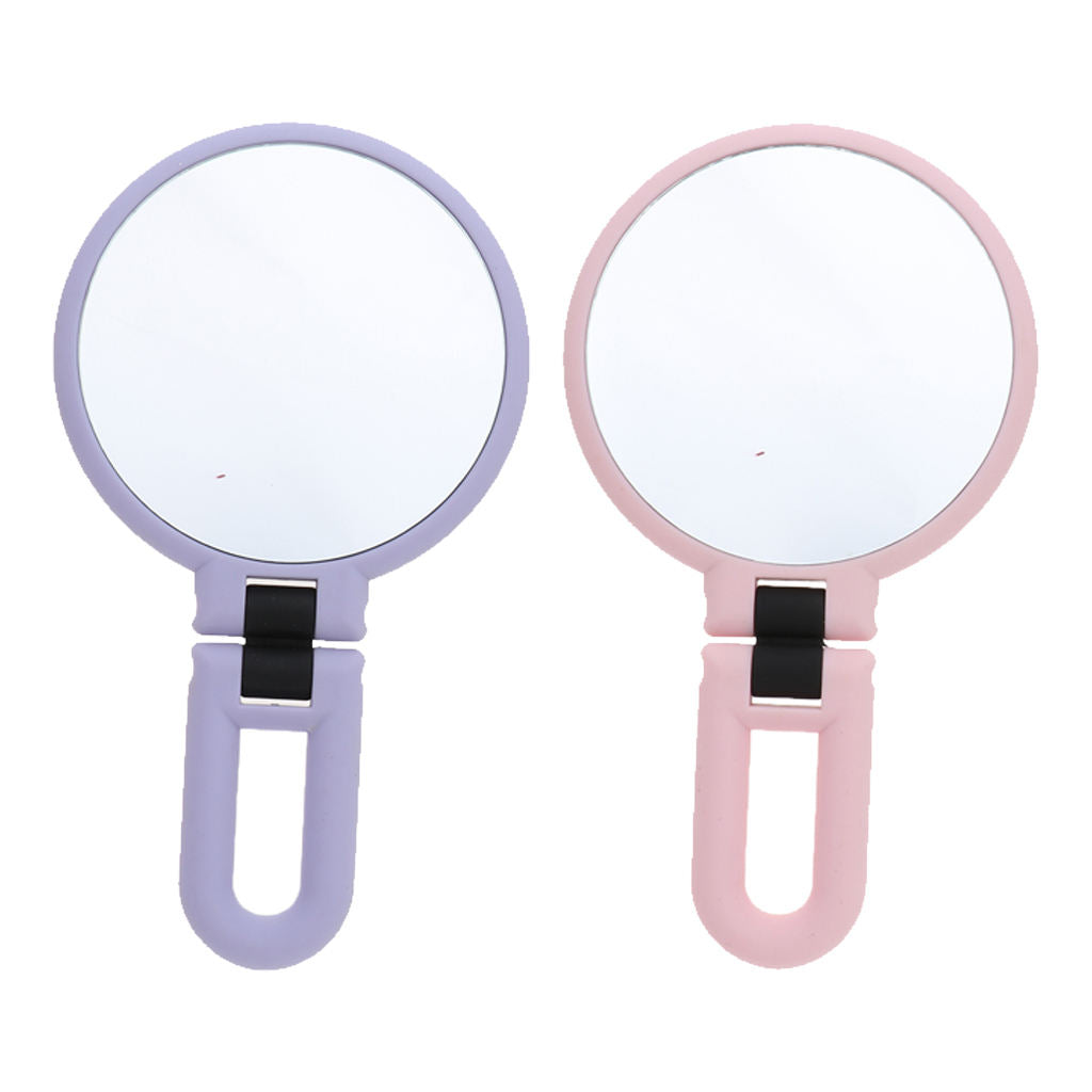 Portable Double Sided Round Handheld Magnifying Makeup Mirror 15X Magnify 2x