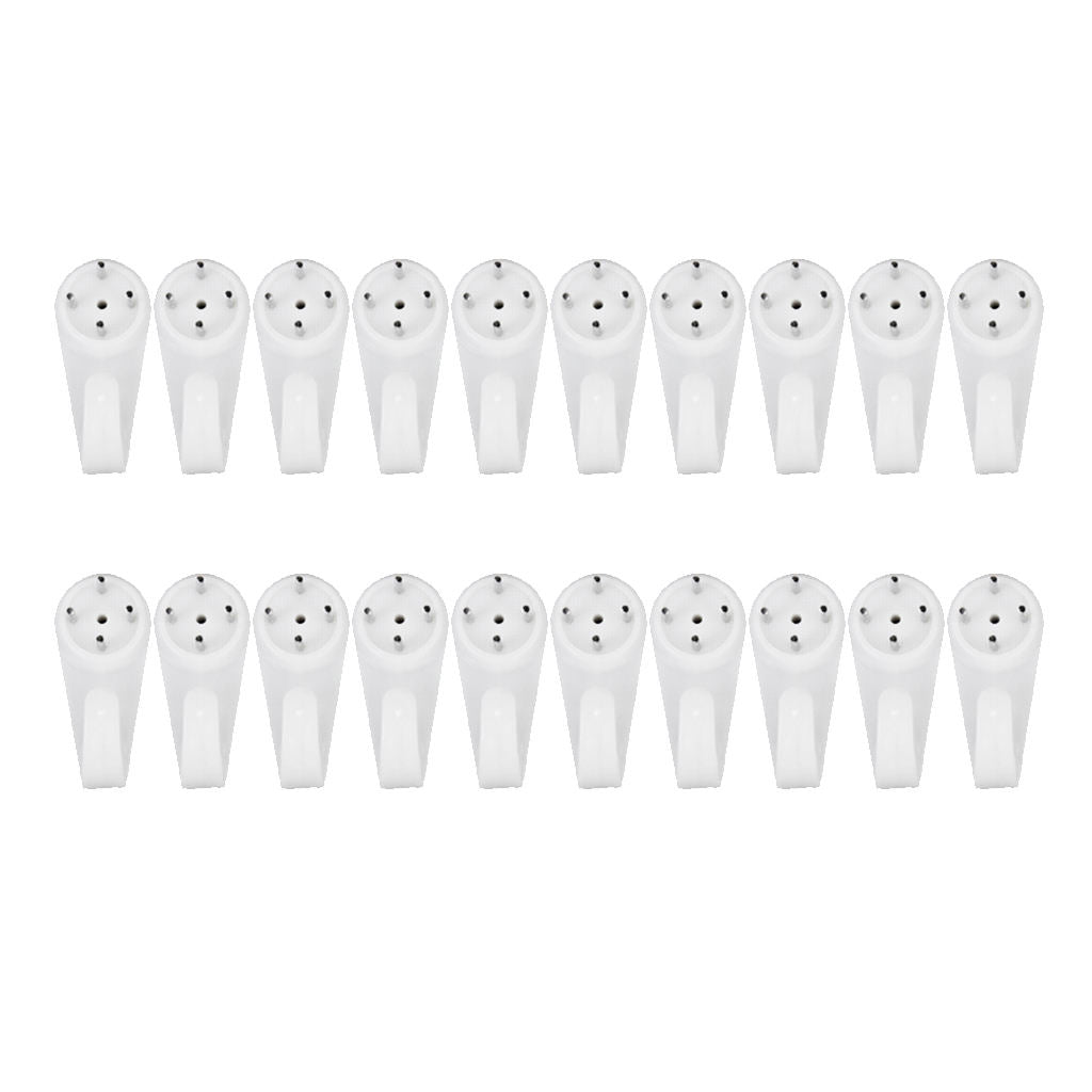 20pcs Plastic Hard Wall Picture Frame Hooks Hangers 4-Pin Medium