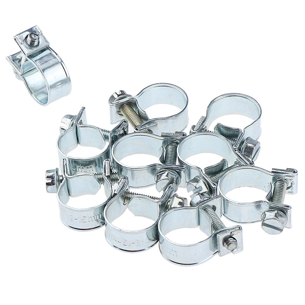 10x Hose Clamps Fuel Line Clips for   Petrol Pipe Ø 13 - 15mm
