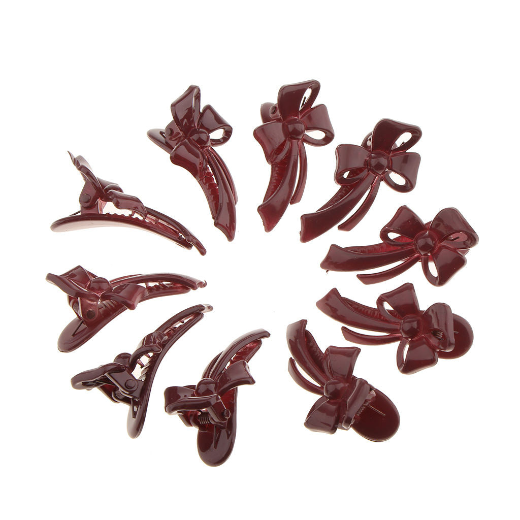 10 Piece Cute Acrylic Bow Hair Barrettes Clips Hairpins for Girls Pale Mauve