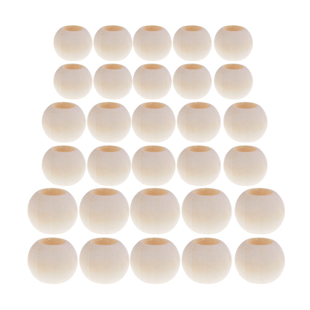 30 Pieces Wood Beads Loose Beads for DIY Crafts Jewelry Necklace Making