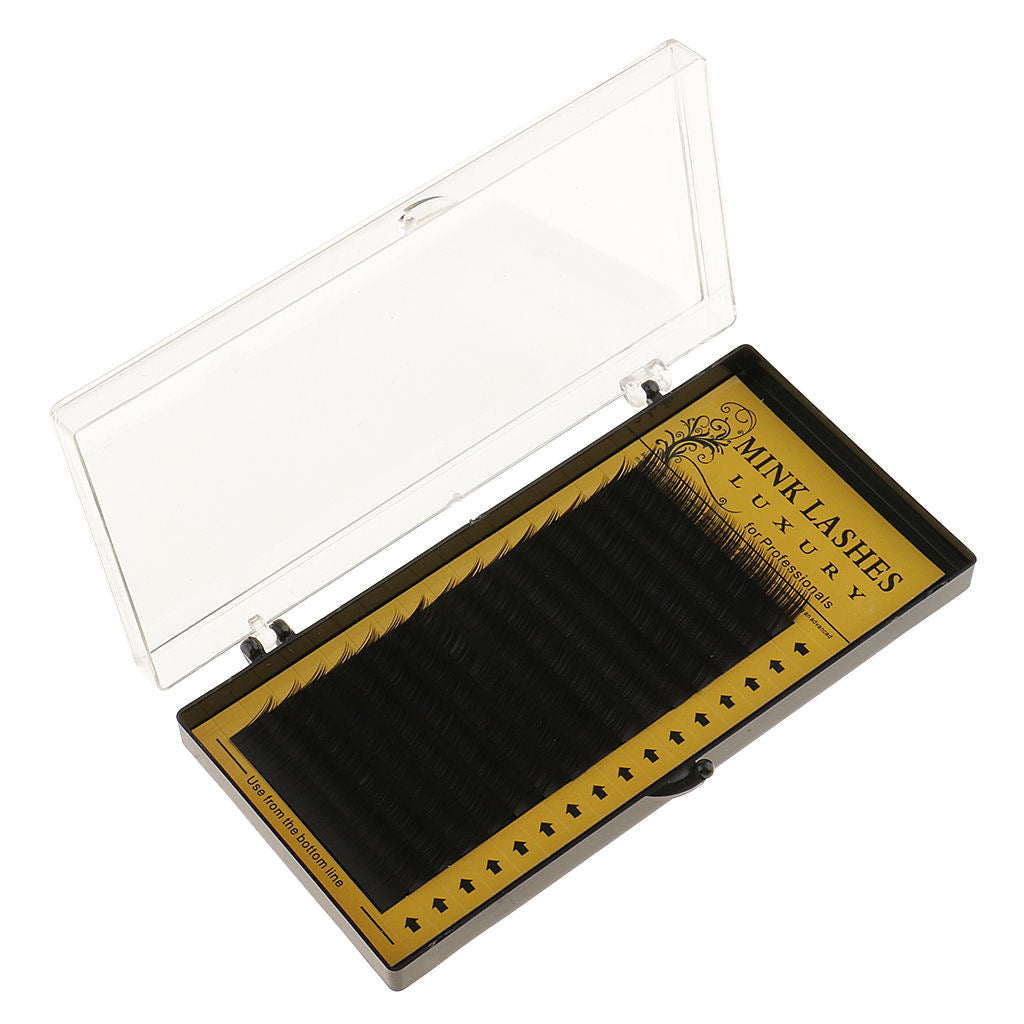 16 Rows Individual Eyelash Extensions Semi Permanent Black 0.15 C Curl 8mm