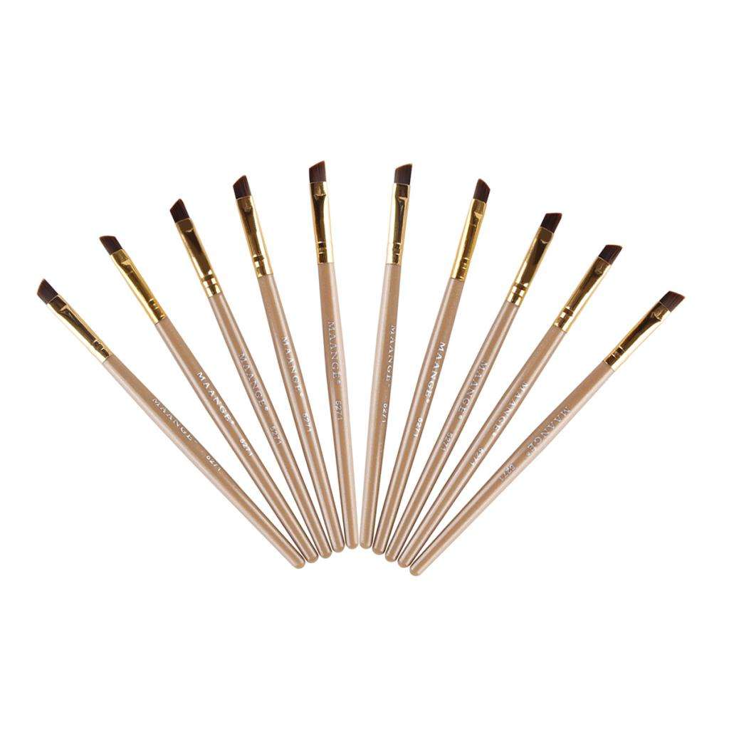 10pcs Eyebrow Defining Trimming Brush Set Nylon Bristles Brow Liner Definer