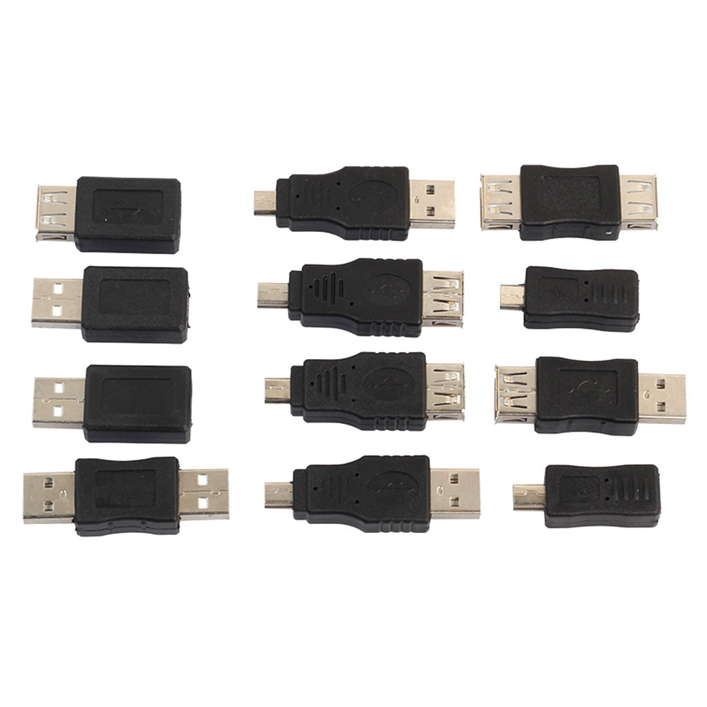 12Pcs/Set Android Phone Mini 5Pin ,USB Micro , USB 2.0 OTG Converter Adapter