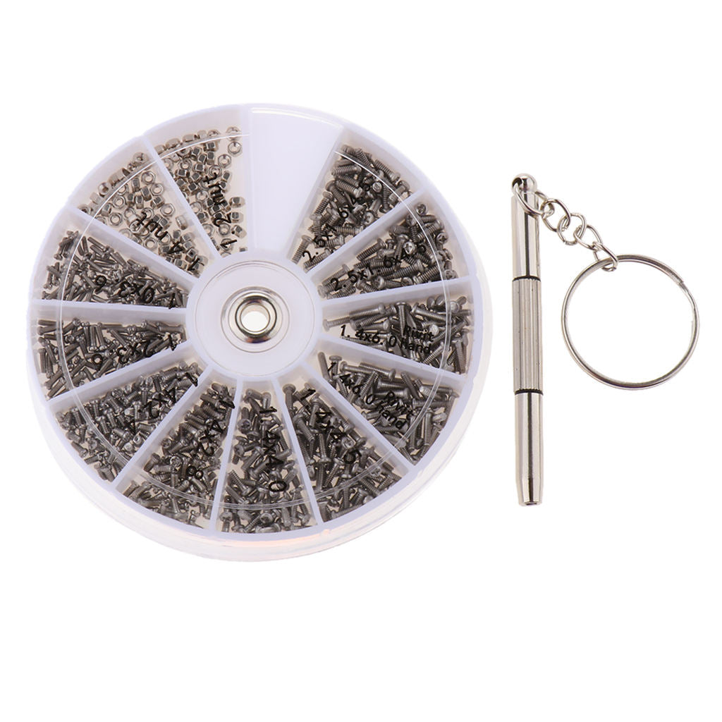 600Pcs Eyeglass Screws Nuts with Screwdriver Eyeglass Repair Kit