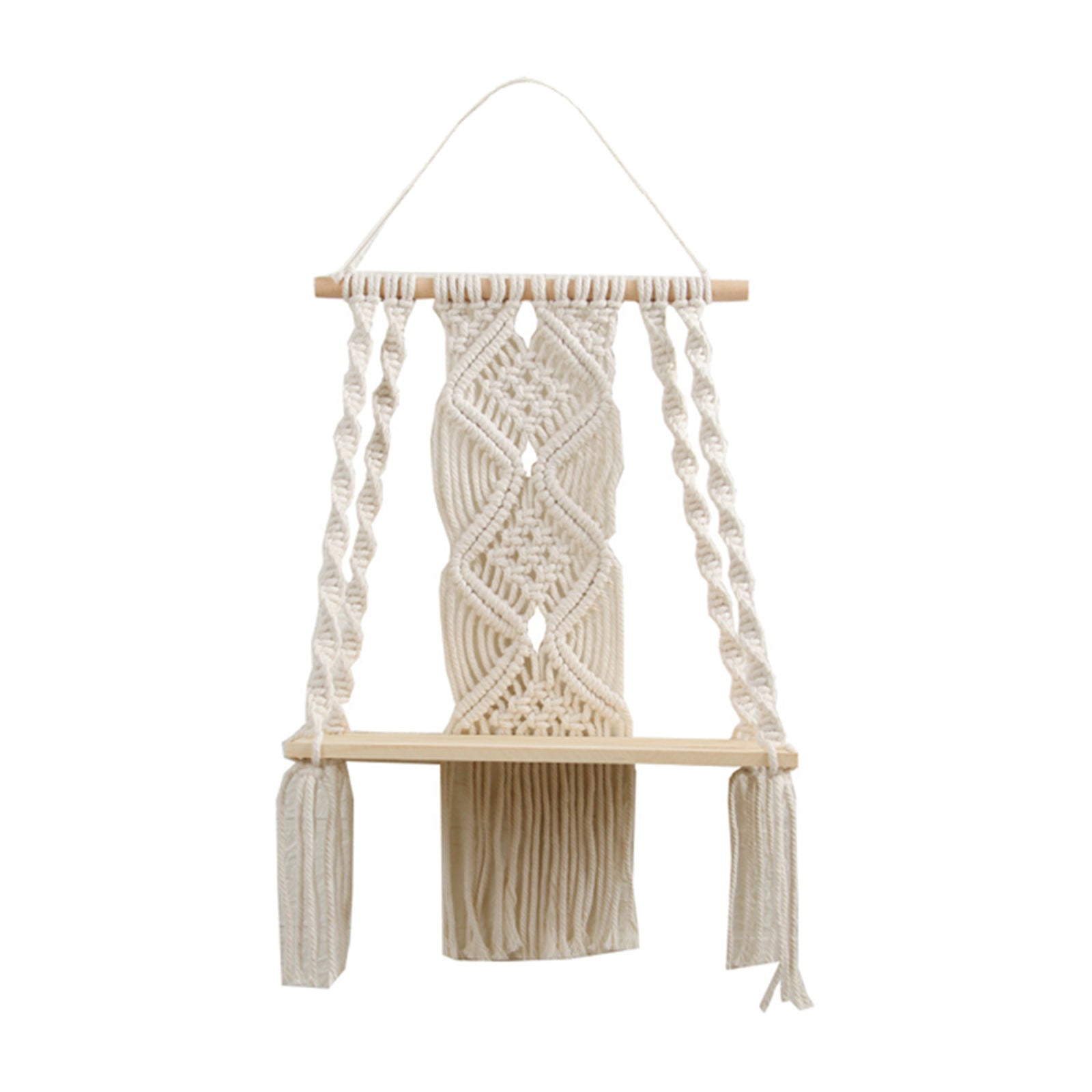 Tapestry Wall Shelf Woven Magazines Flower Rack Floating Shelf Ornament