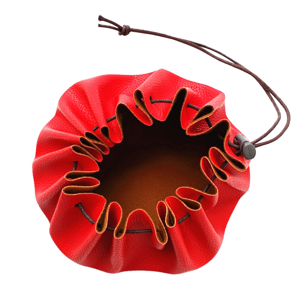 Waterproof 15" PU Leather Drawstring Storage Pouch Swimming Beach Camp -Red