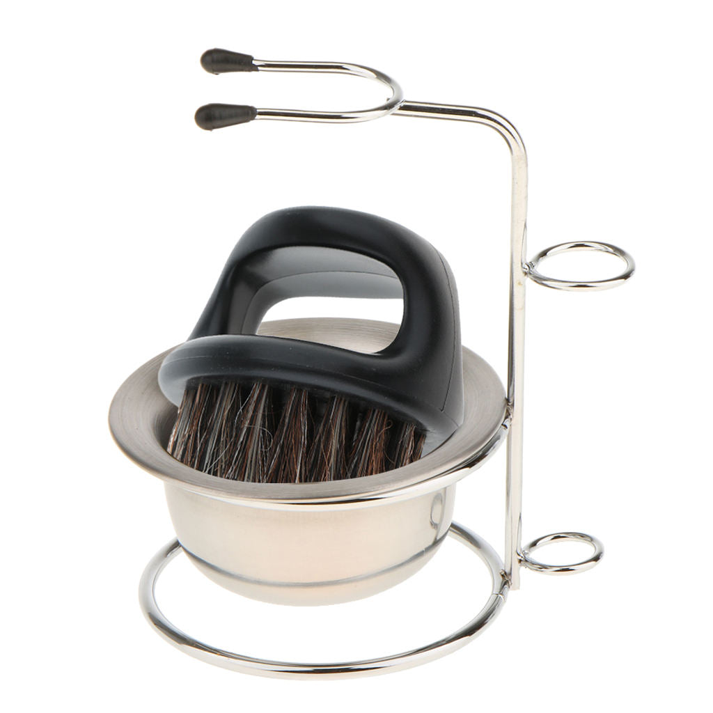 Alloy Shaving Brush Razor Stand Holder Stainless Mug Bowl Bristle Brush Set