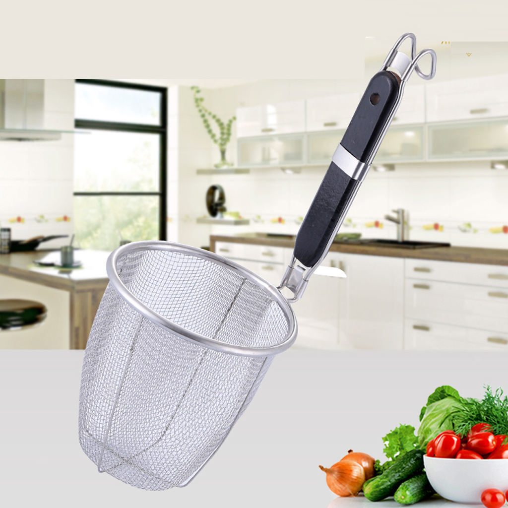 Stainless Steel Pasta Strainer Filter Spoon Wire Skimmer Spiral 13.5cm