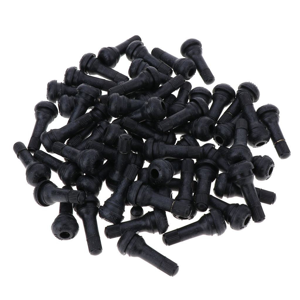 Set of 200 Black Car Vacuum Snap-in Tire Valve Stems Stubby w/ Dust