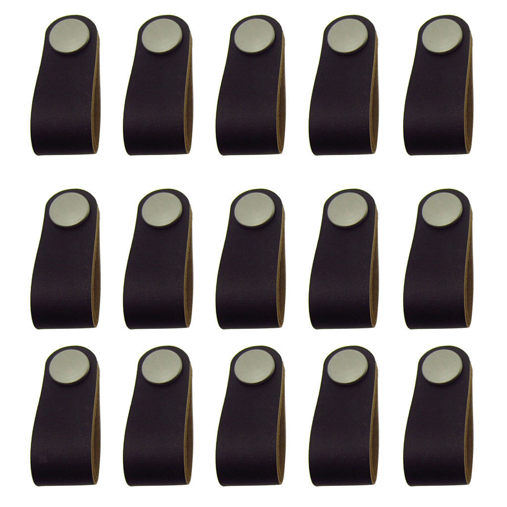 15x PU Leather Handles Cabinet Drawer Dresser Closet Replacement Suitcase Handle