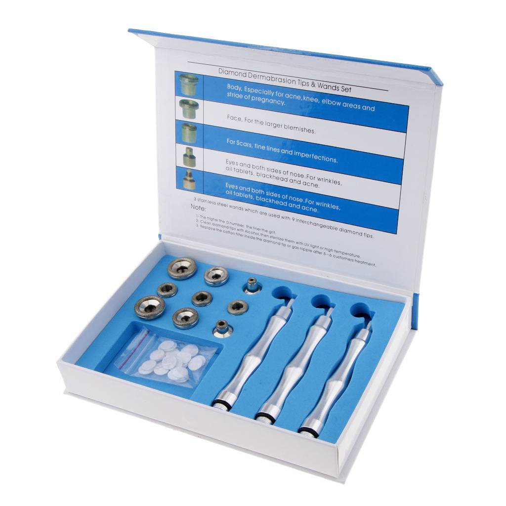 Dermabrasion Diamond Microdermabrasion Wand with Replacement Tips Beauty Tool