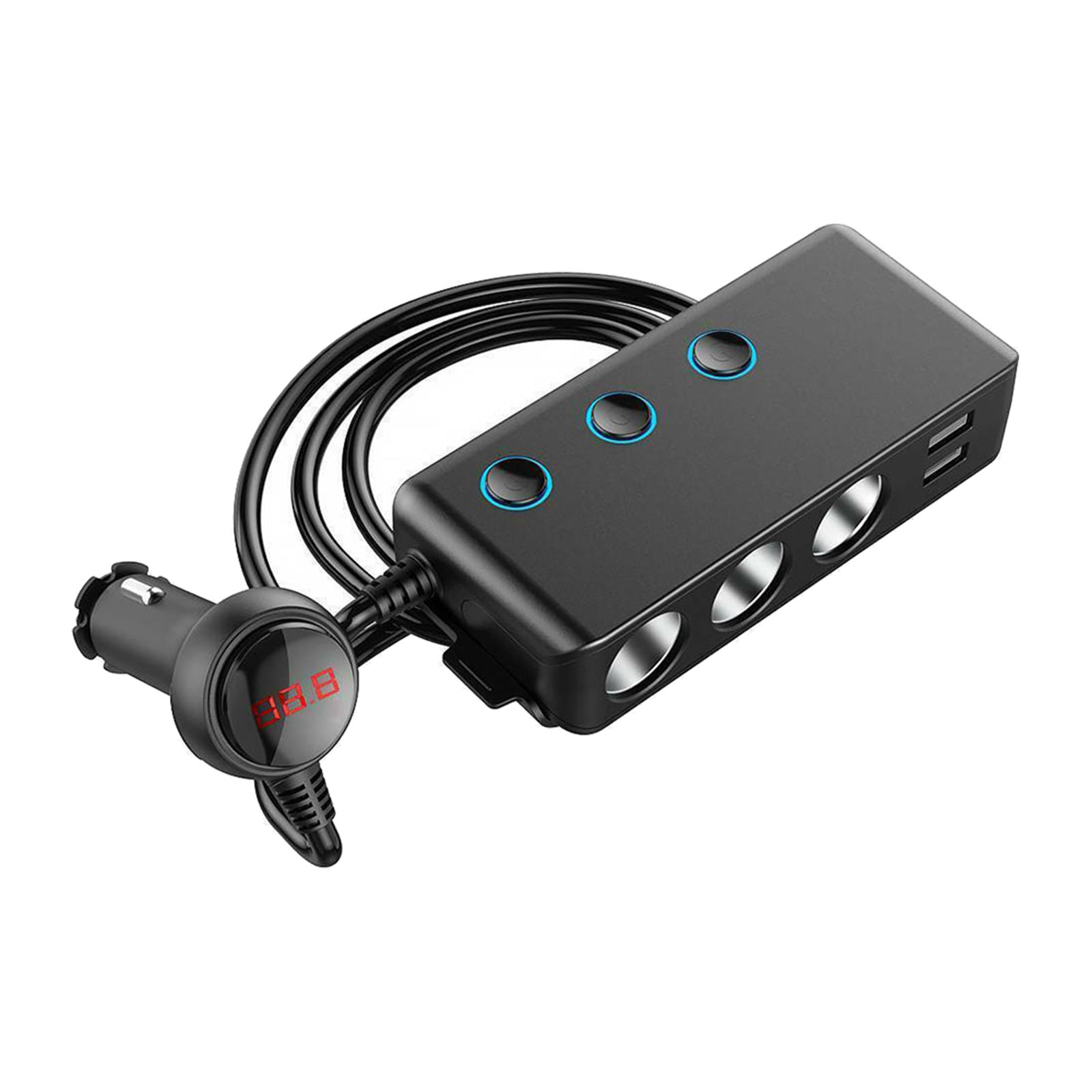 Auto Car Charger Cigarette Lighter Adapter 3-Socket Splitter 120W Black