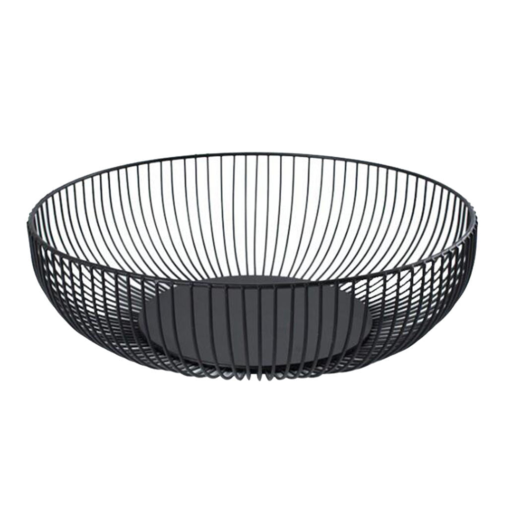 Black Metal Fruit Basket Vegetable Storage Bowl for Kitchen Counter, Cabinet