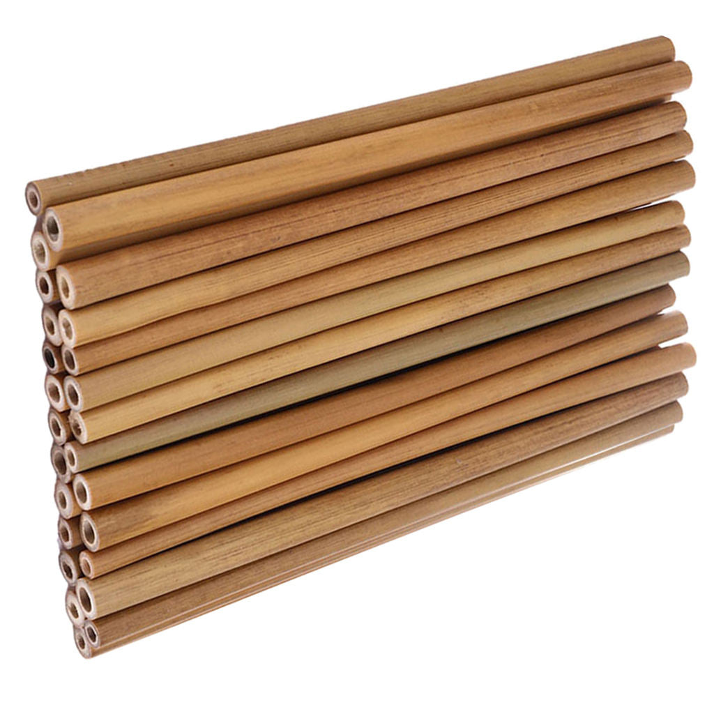 30Pieces Bamboo Straw Sticks Kitchen Party Tableware Wood Hobby Supplies