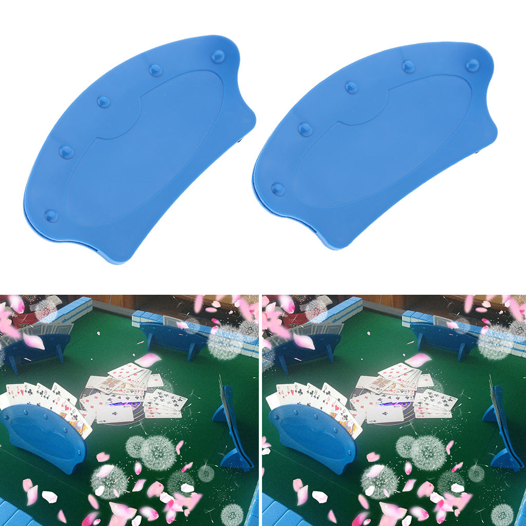 2 Pieces Handsfree Playing Card Rack Stand for Picnic Disabled Elderly Blue