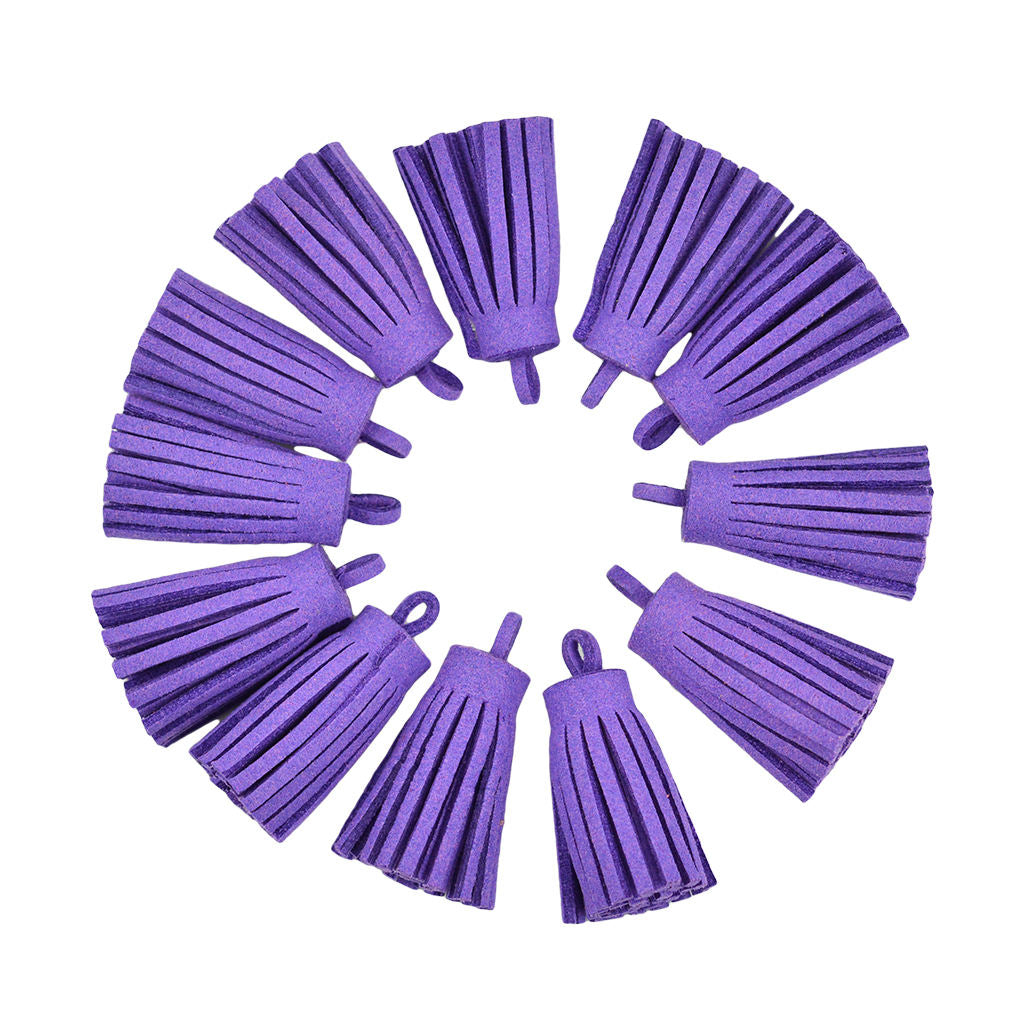 12 Pieces Velvet Tassel Charms Pendants Jewelry Bags Key DIY Purple