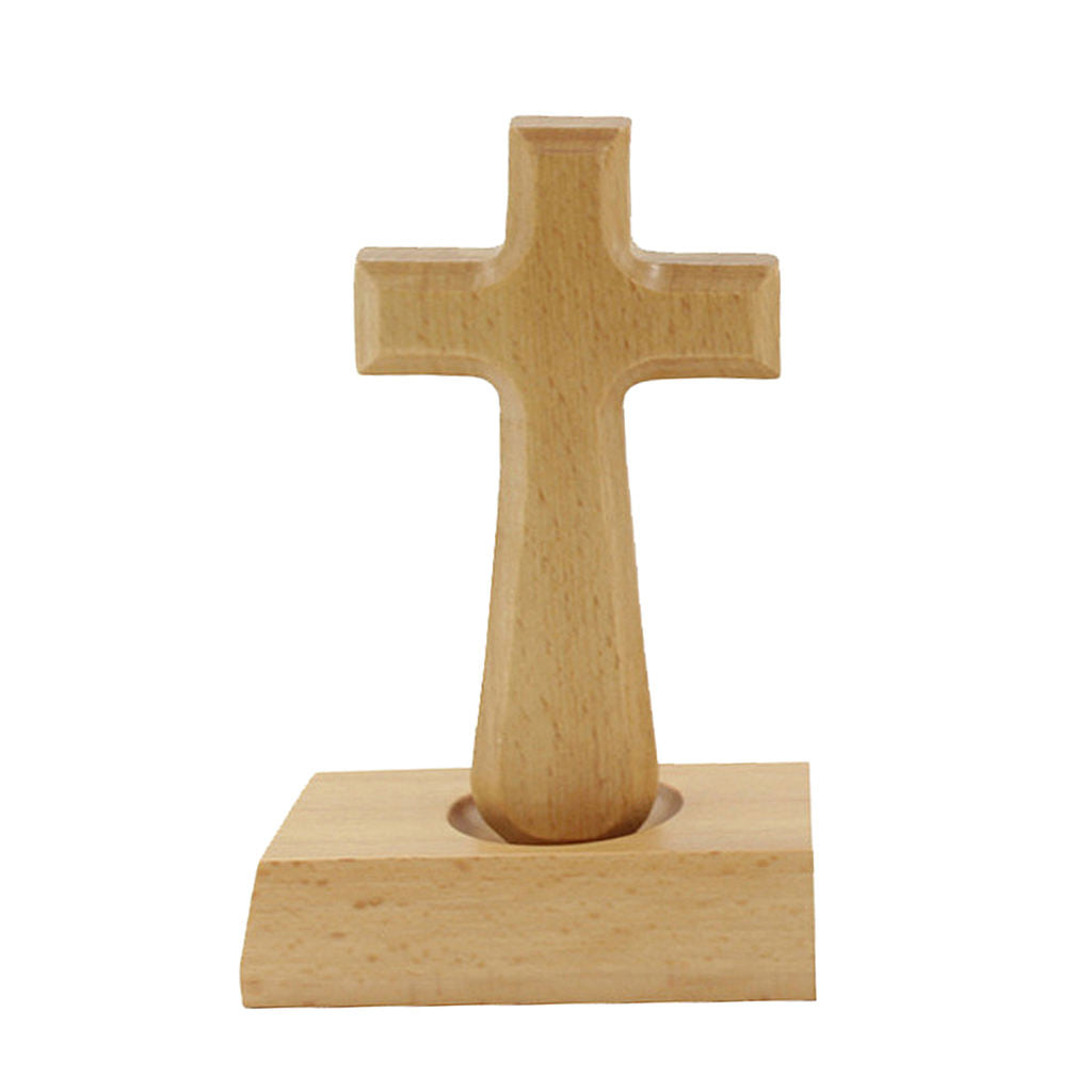 Holy Wooden Standing Cross Handmade Altar Cross Plain Home Decor Square top