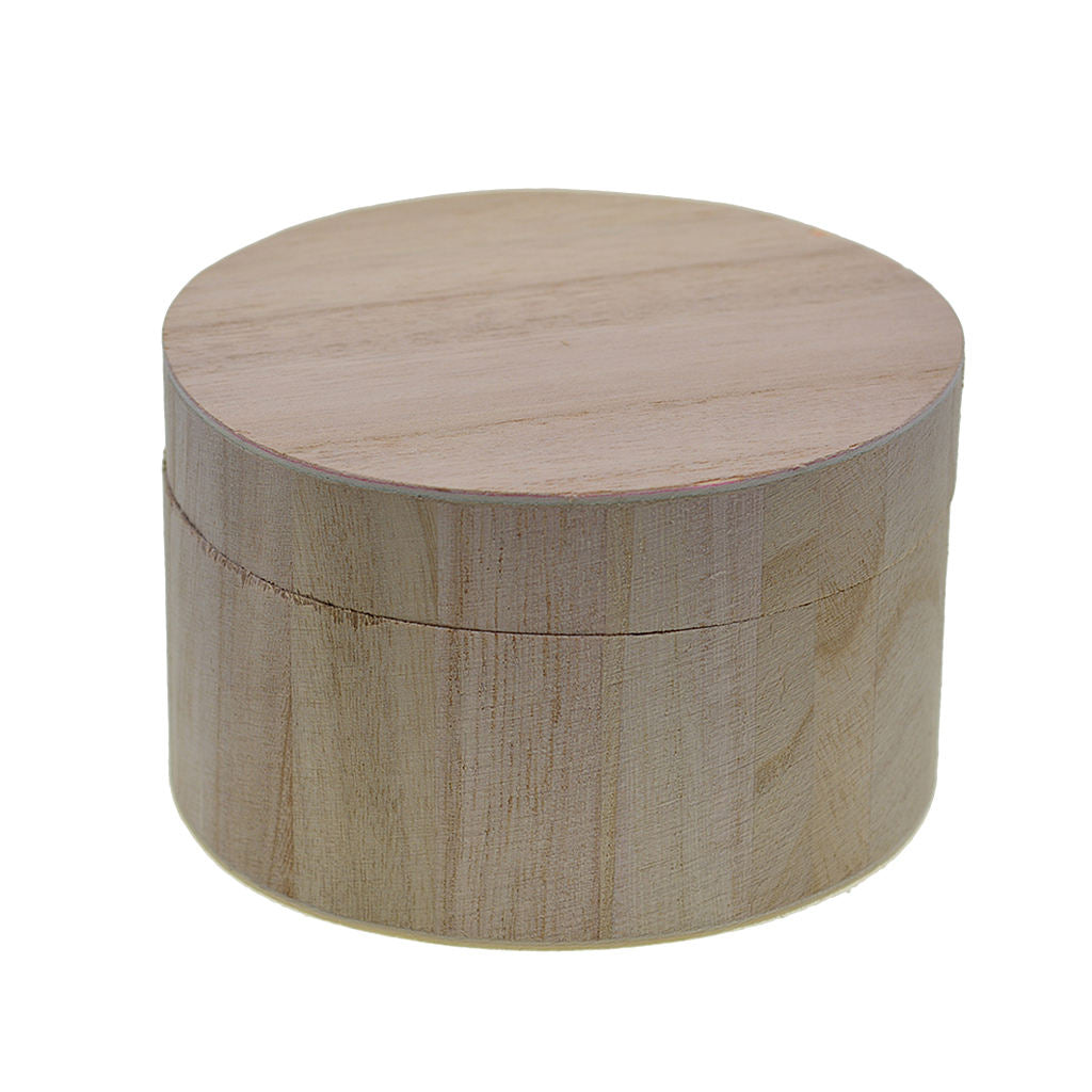 Unpainted Wood Classic Box Round Shapes with Magnetic Clasp Lid for Arts,
