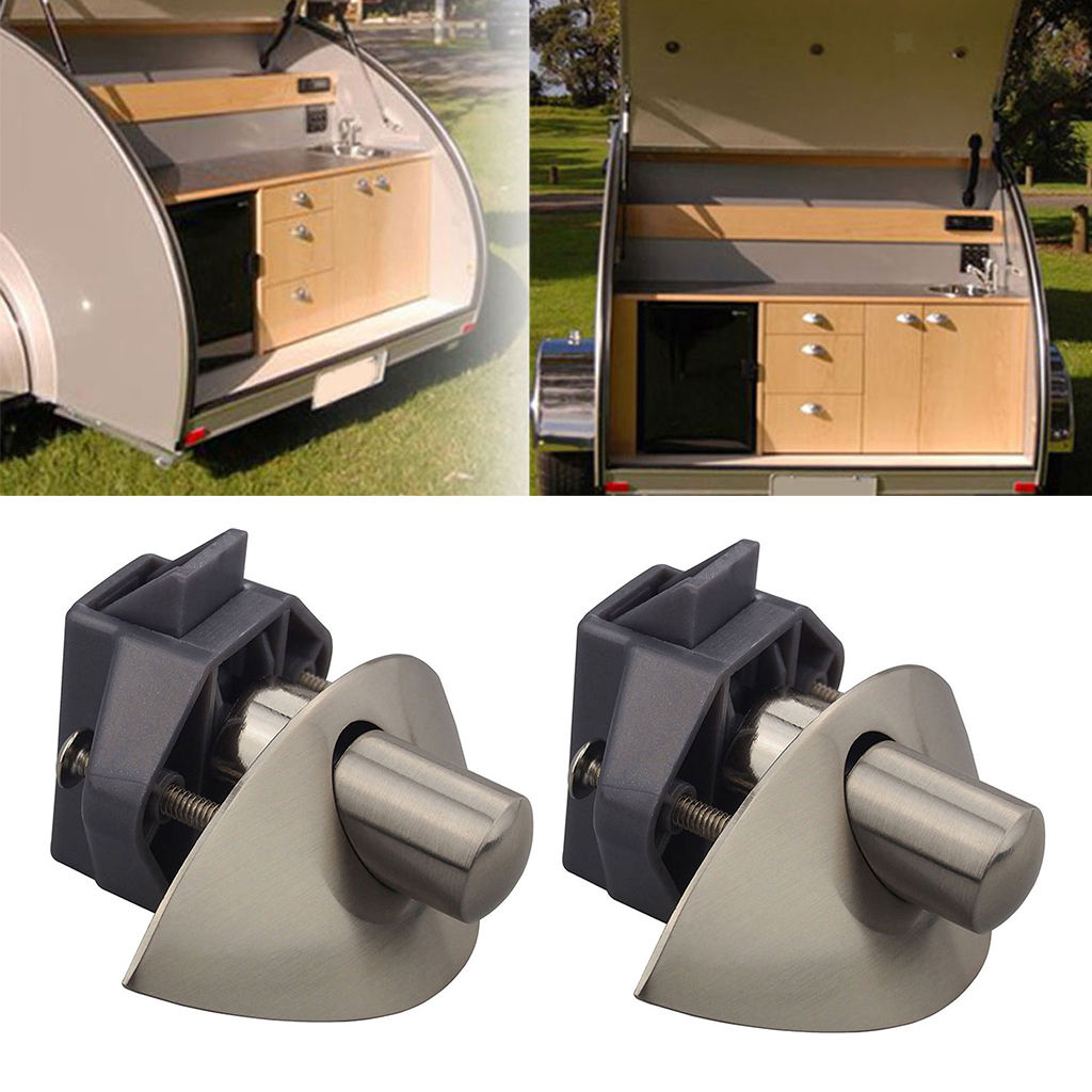 Push Button Catch   Up Locks Knob Latch Camper RV Boat Cabinet Sliver+Gray