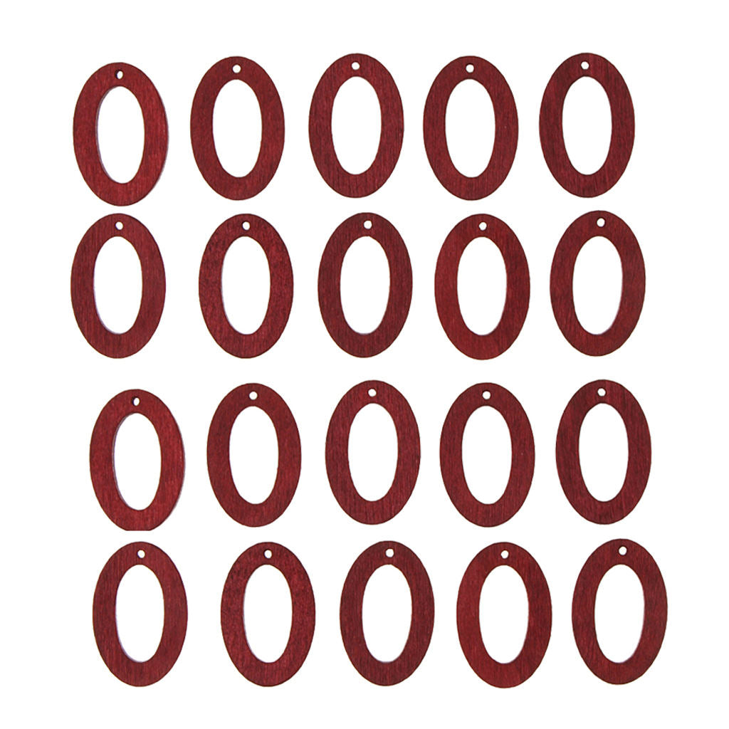 20 Pieces Oval Wooden Earrings Pendants DIY Jewelry Making Charms Wine Red
