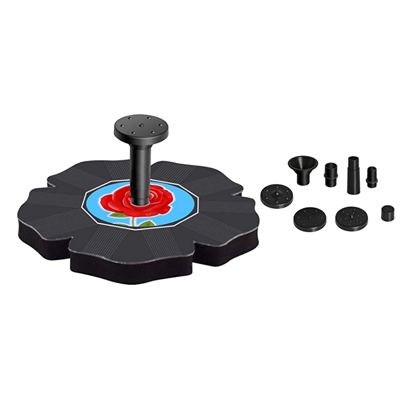 Solar Power Floating Bird Bath Water Fountain w/ 4 Spray Pattern Heads Pool