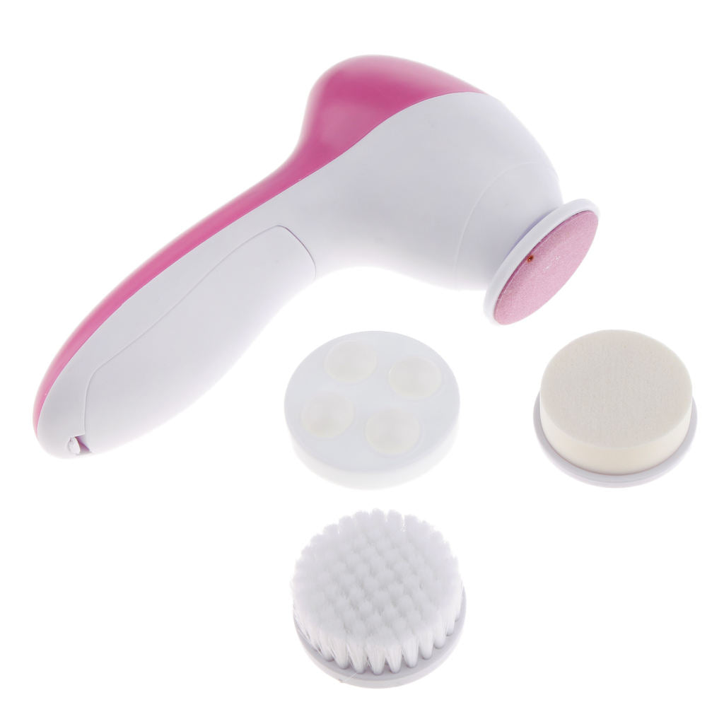 4 in 1 Electric Facial Cleansing Spin Brush Skin Care Massager Scrubber Pink