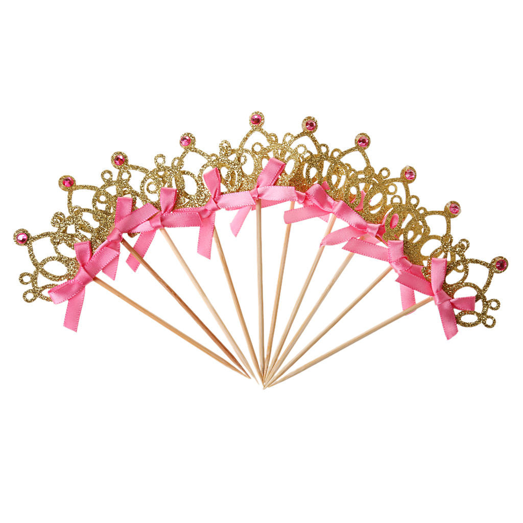 10Pcs Personalised Glitter Princess Cake Topper Cupcake Toppers Favors
