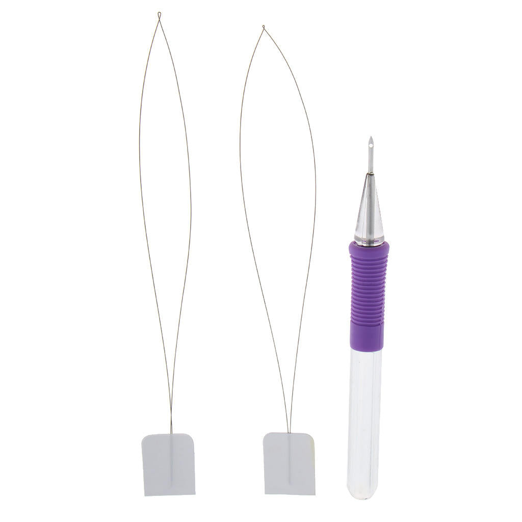 Embroidery sewing punch needle with needle threader DIY knitting sewing tool