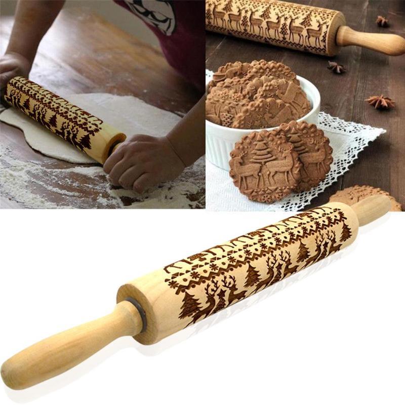 CHRISTMAS EMBOSSING ROLLING PIN