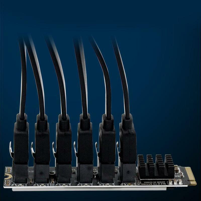 Pcie X2 M.2 Key M to 6-Port Sata 3.0 Adapter Card Ngff Nvme Sata 3.0 Converter