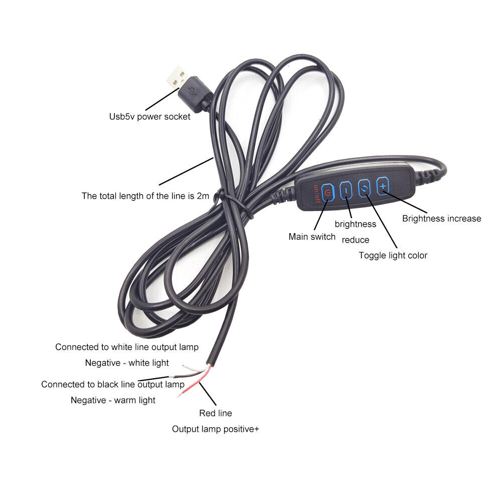 USB Power Supply LED Light Dimmer Live Nightlight Bulb Strip Cable Adapter