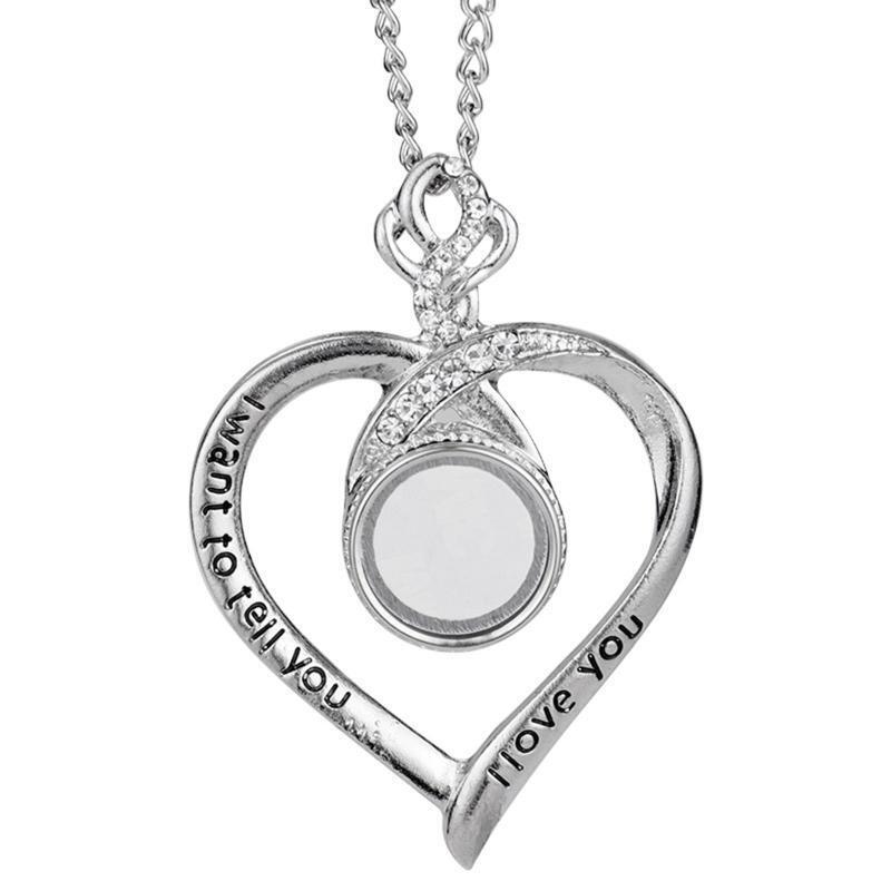Heart Shaped Crystal Rhinestone Heat Transfer Sublimation Blank Photo Necklace