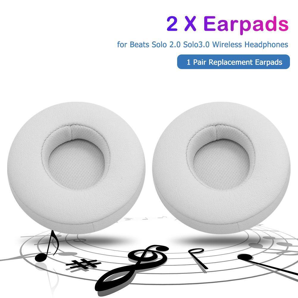 1 Pair Replacement Earpads for Beats Solo 2/3 Wireless Headphones (White)