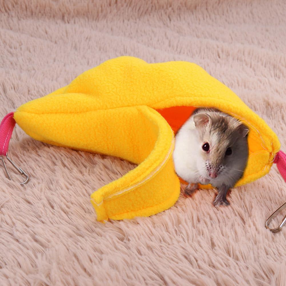 Warm Banana Hamster Hammock Hang Cage Pet Birds Sleeping Nest House (Yellow