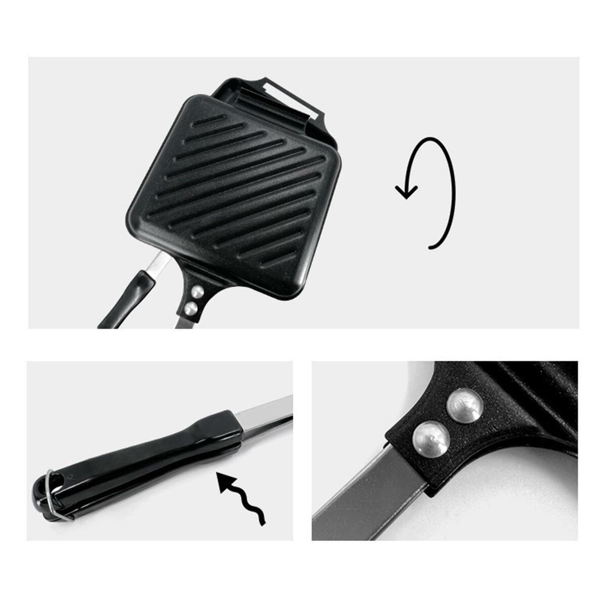 Double Side Waffle Maker Sandwich Pan Sandwich Mould for Barbecue Camping