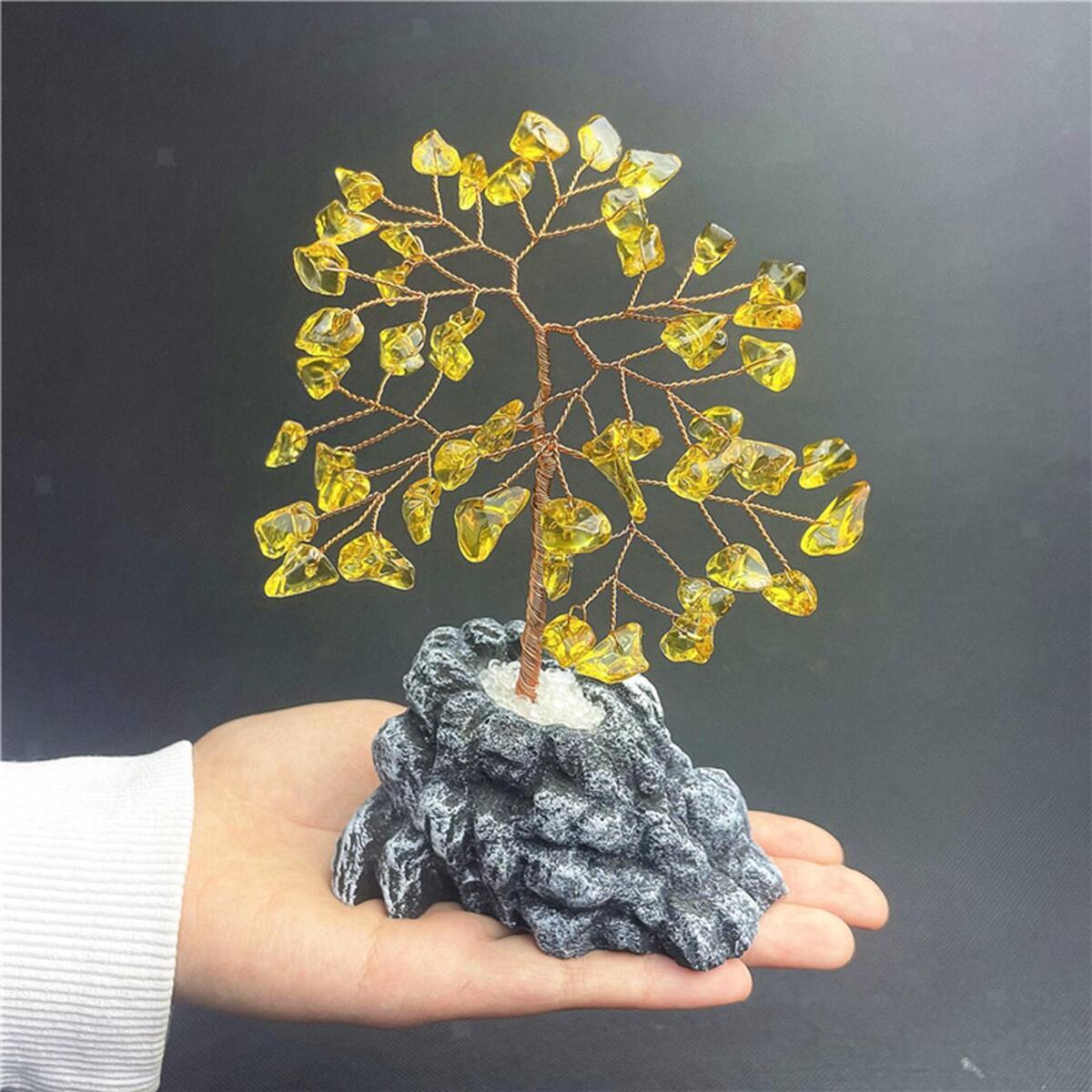 Crystals Money Tree Feng Shui Ornament for Living Room Bedroom Decoration