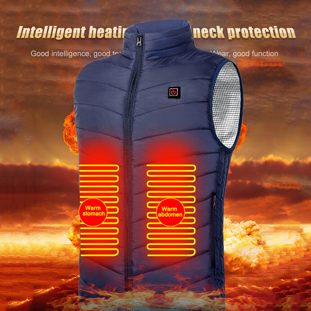 Heated Jacket Men Coat Intelligent USB Electric Winter Thermal Vest (L)