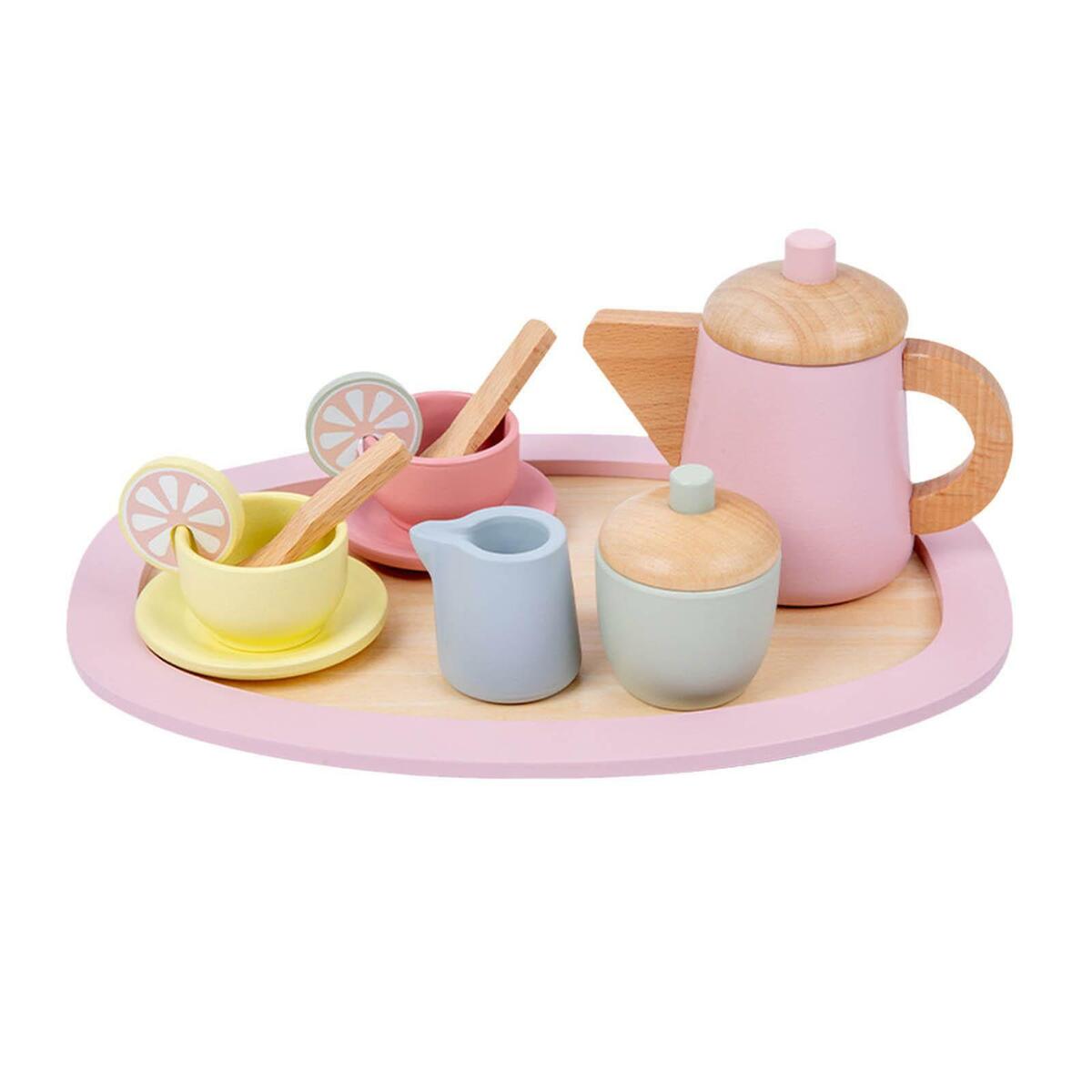 Wooden Tea Party Set   with Accessories for Toddlers