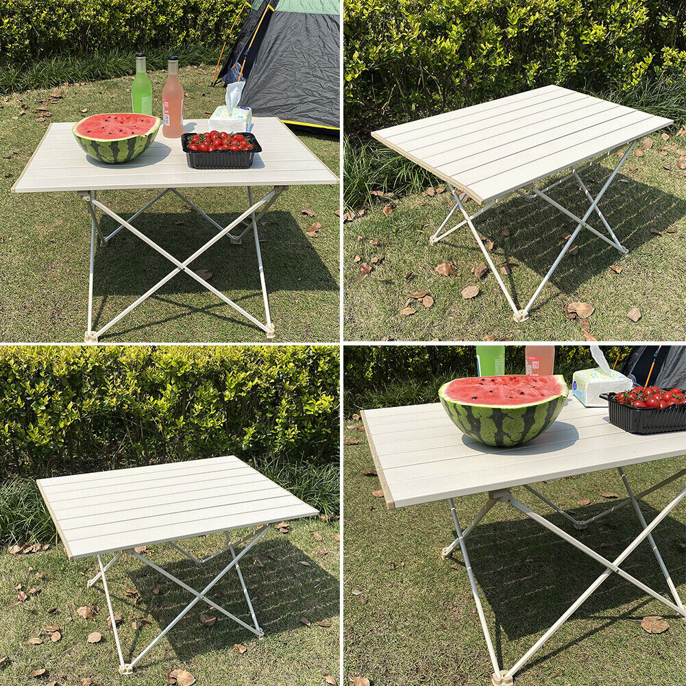 Outdoor Barbecue Picnic Hiking Table Portable Foldable Dinner Desk White