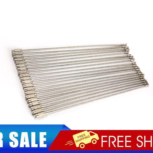 20 PCS Stainless Steel 20cm Wire Keychain Cable Key Ring for Outdoor