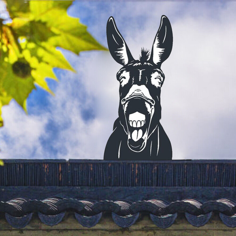 Animal Fence Metal Peeping Silhouette Donkey Cow Standing Art Statues (A)